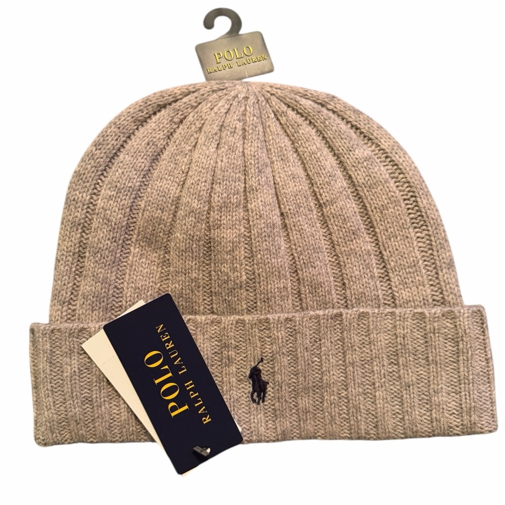 Polo‎ Ralph Lauren Ribbed Knit Beanie Hat Tan One Size NWT